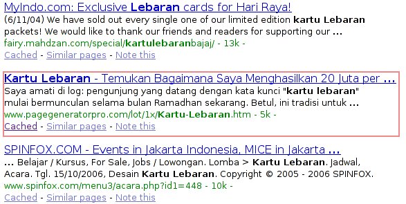 Hasil pencarian 'kartu lebaran' di Google